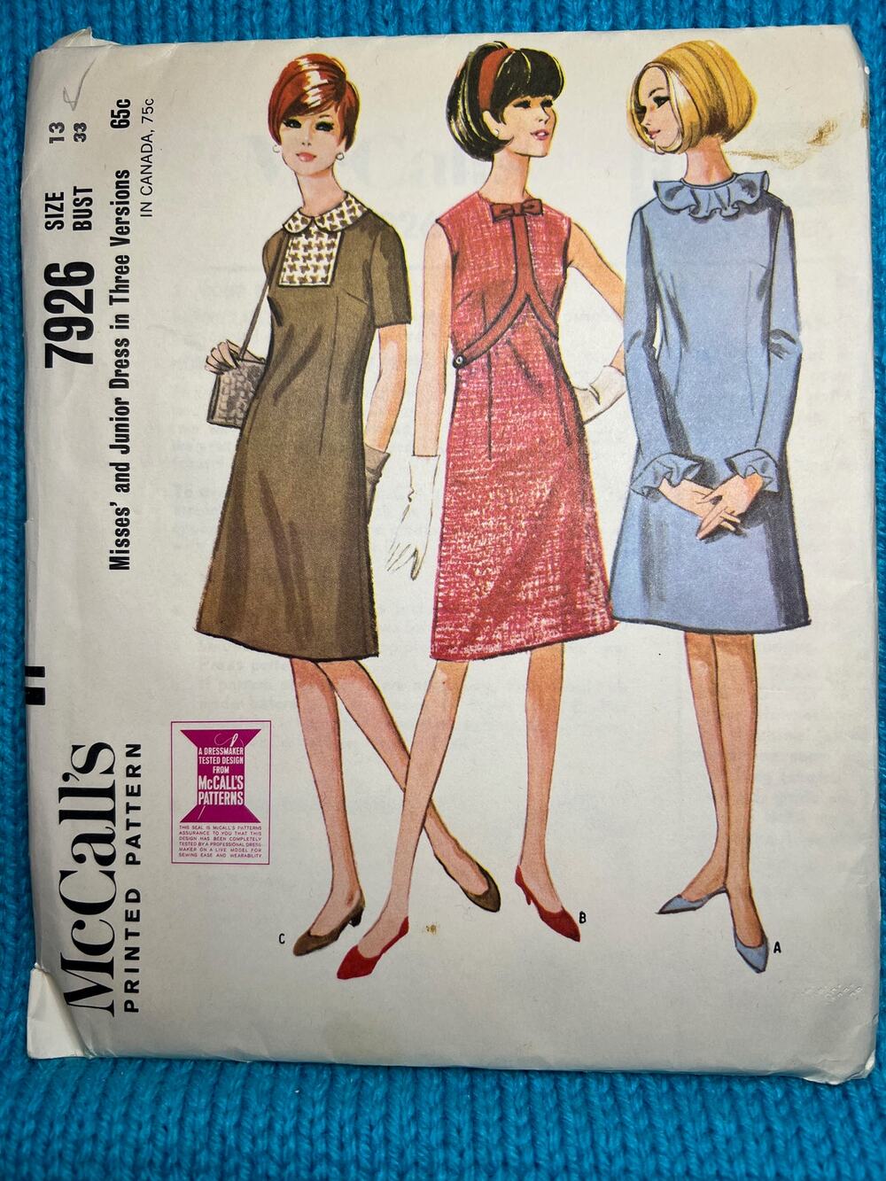 McCalls 7926 Sewing pattern Dress fit and flare 1960s size 13